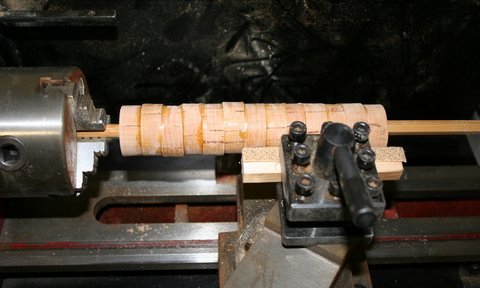 Cork grip on lathe