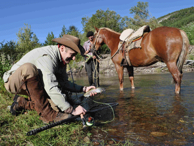 Fly fishing horseback